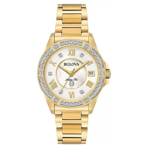 Bulova Ladies Marine Star Series L 3-Hand Day Date Quartz Diamond Watch