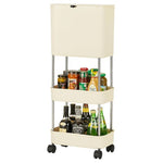 Slim Rolling Kitchen Storage Cart with Trash Can