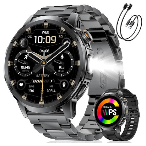 Men's 1.85" HD Display Rugged Military Smart Watch