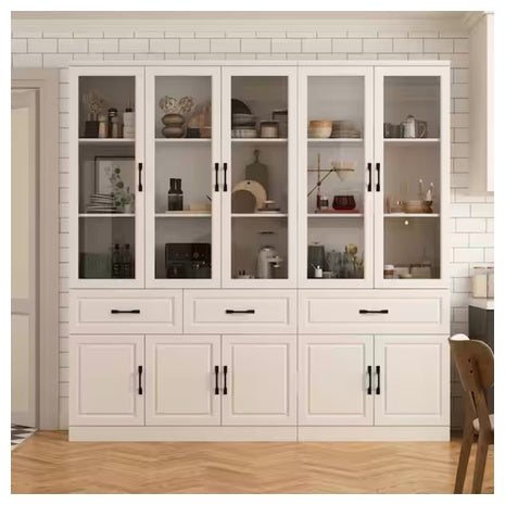 12-Shelf White Wood Standard Bookcase
