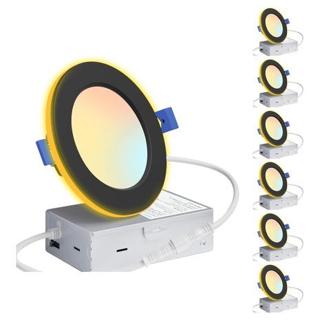 6-Pack Ensenior 4" LED Recessed Ceiling Light With Night Light