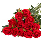 10-Count Artificial Red Silk Roses Floral Decor