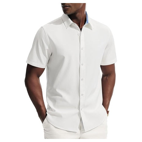 Men’s Short Sleeve Stretch Dress Shirts (10 Colors)
