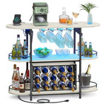 Bar Cabinet with LED Lights & Power Outlets