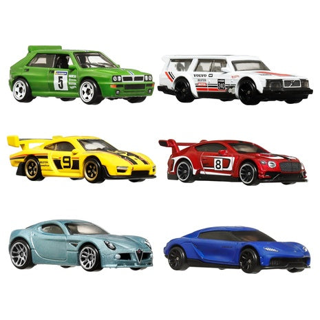 6-Pack Hot Wheels 1:64 Scale Die-Cast Euro Style Toy Vehicles