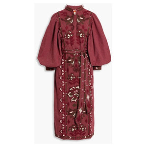 Embroidered Cotton Midi Dress