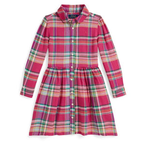 Polo Ralph Lauren Girls Plaid Club Collar Shirtdress