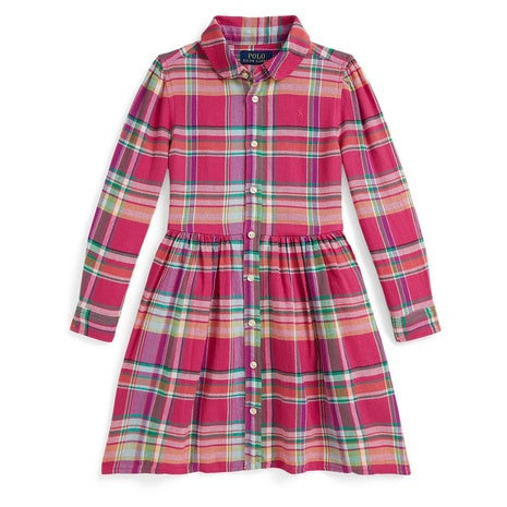 Polo Ralph Lauren Girls Plaid Club Collar Shirtdress