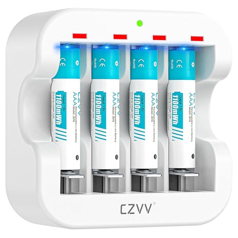 4-Pack Czvv Rechargeable AAA Lithium 1.5V Batteries