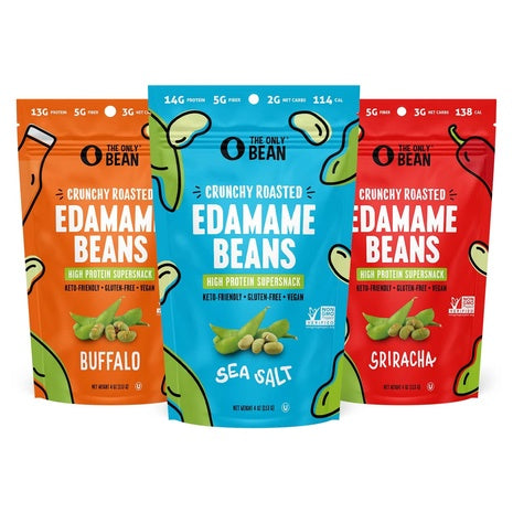 3 Bags Of The Only Bean Crunchy Dry Roasted Edamame Beans
