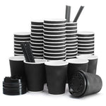 Targeted: 100 Disposable 12oz Coffee Cups With Lids & Straws