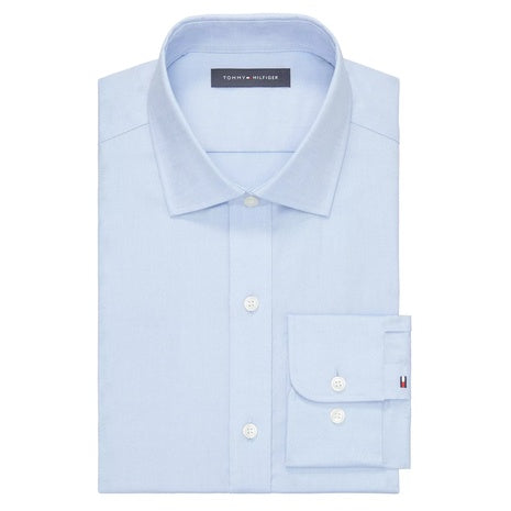 Tommy Hilfiger Men's Regular Fit TH Flex Essentials Wrinkle Free Stretch Dress Shirt