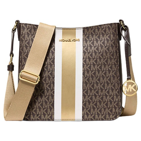 Michael Kors Women's Jet Set Small Signature Logo Stripe Crossbody Bag