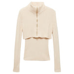 Combined Ribbed Sweater With Zip