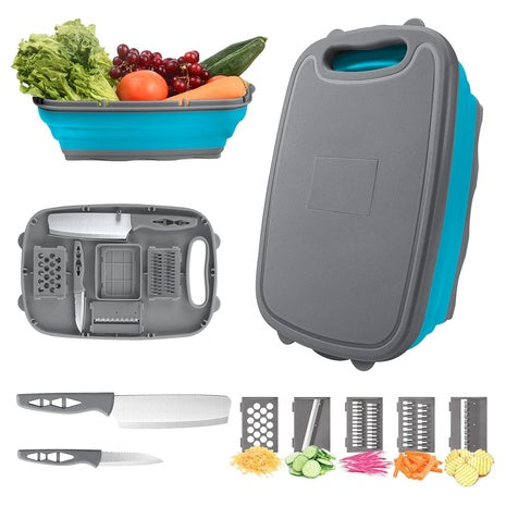 9-In-1 HI NINGER Collapsible Cutting Board W/ Colander (3 Colors)