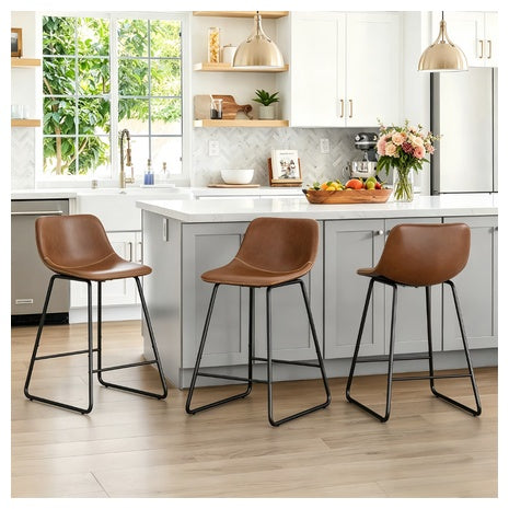 Set Of 3 Dycanpo 24" Faux Leather Bar Stools