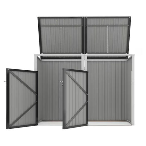 Galvanized Steel 2-Trash Bin Garbage Shed