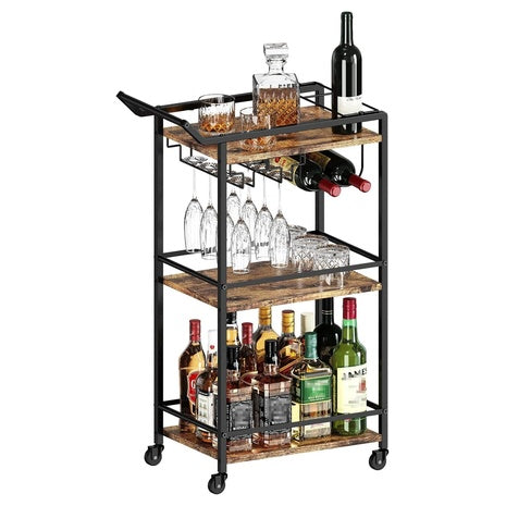 3-Tier Rolling Bar Cart