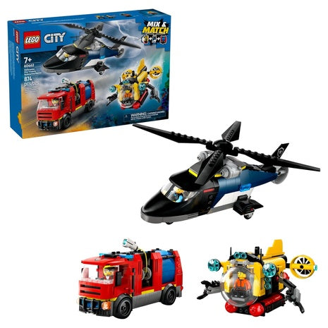 LEGO City Helicopter, Fire Truck & Submarine Remix