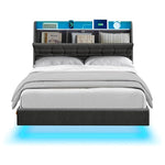 Upholstered Floating Bed Frame with Storage & Charging Station