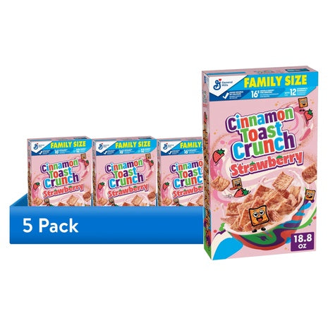 5 Family Size Boxes Cinnamon Toast Crunch Strawberry Cereal