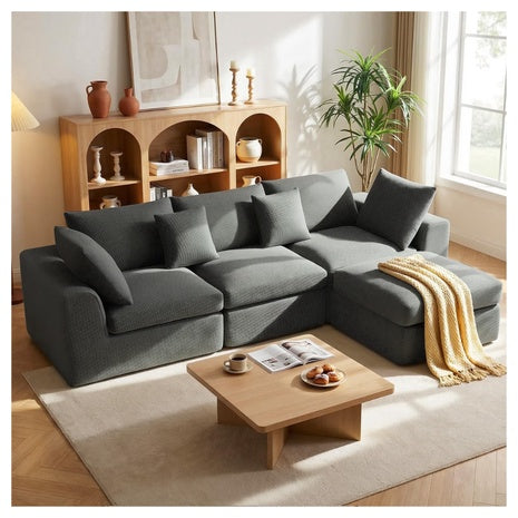 4-Pack Alupssuc 110" Cloud Sectional Modular Sofa With Ottoman