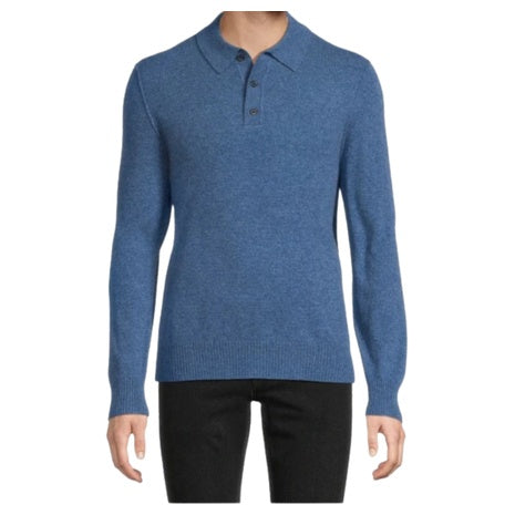 Men's 100% Cashmere Exposed Seams Sweater Polo