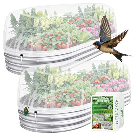 2-Pack 4 X 2ft Raised Garden Bed Net Covers With Drawstring