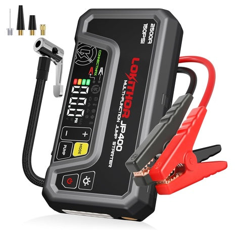 Lokithor 2500A 150PSI 12V Portable Car Battery Jump Starter W/ Air Compressor