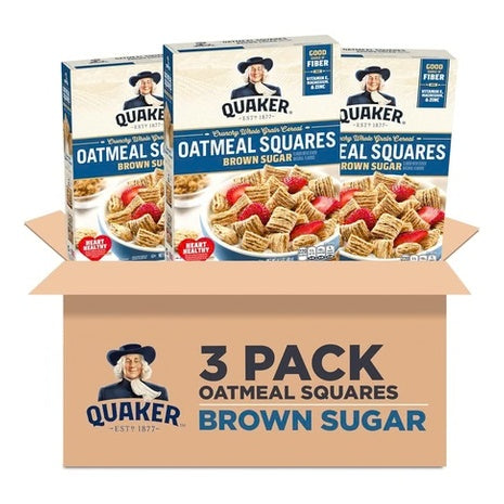 3 Boxes Quaker Oatmeal Squares Breakfast Cereal