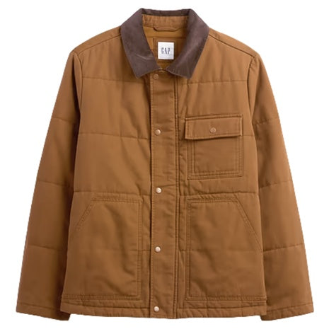 Gap Factory Men's Relaxed Quilted Canvas Utility Jacket (Rich Ginger)