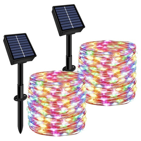 2-Pack 66ft 200LED Solar String Twinkle Lights