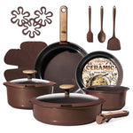 19-Piece Ceramic Cookware Set With Detachable Handle