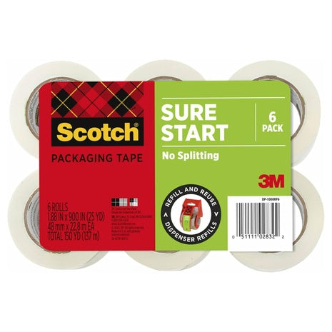 6 Rolls of Scotch Sure Start Packing Tape
