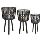 3-Piece Bayou Breeze Neutral Boho Wicker Planter Stand Set
