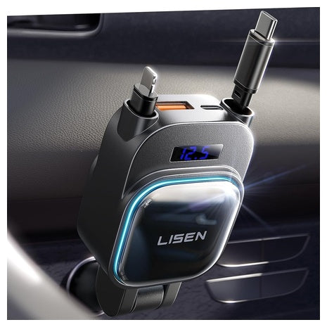 Lisen 96W Fast Charging Retractable Car Charger