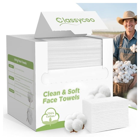 50 Disposable Organic Clean & Soft Face Towels