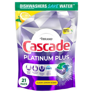 21 Cascade Platinum Plus Lemon Dishwasher ActionPacs