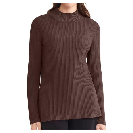 Jones New York Women's Sutton Ribbed Mock Neck Long-Sleeve Sweater