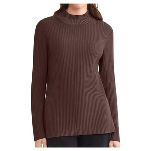 Jones New York Women's Sutton Ribbed Mock Neck Long-Sleeve Sweater