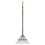 Fiskars 62" Metal Tine Leaf Rake W/ Fiberglass Handle