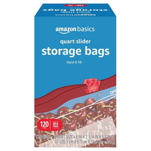 Amazon Basics Slider Quart Food Storage Bags, 120 Count