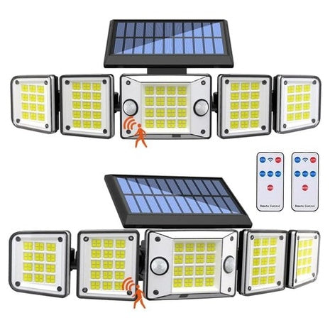 2-Pack 3000LM Outdoor Solar Flood Lights W/Motion Sensor & Remote