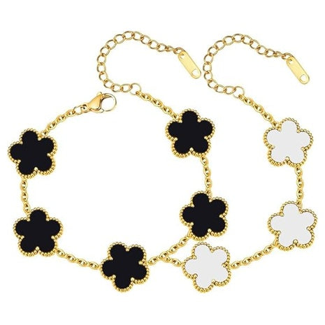 Gold Plated Clover Bracelet Set