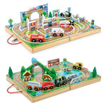Melissa & Doug Take-Along Town & Railroad Playset Bundle
