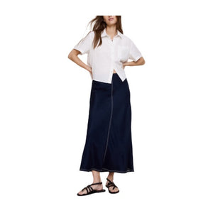 Viscose-Linen Bias-Cut Maxi Skirt