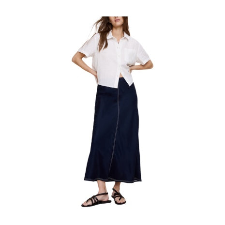 Viscose-Linen Bias-Cut Maxi Skirt
