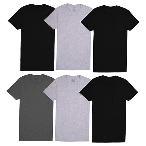 6 Fruit of the Loom Men's Pocket T-Shirts