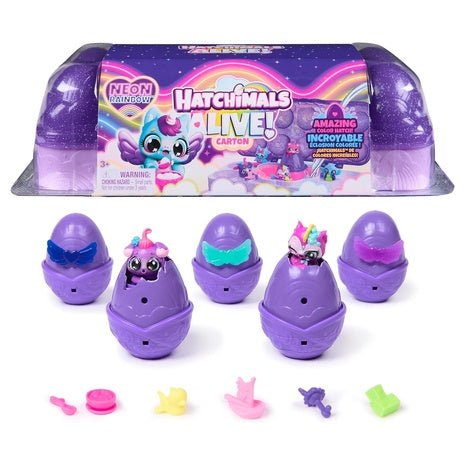 Hatchimals Alive Neon Rainbow Egg Carton with 5 Figures & Accessories