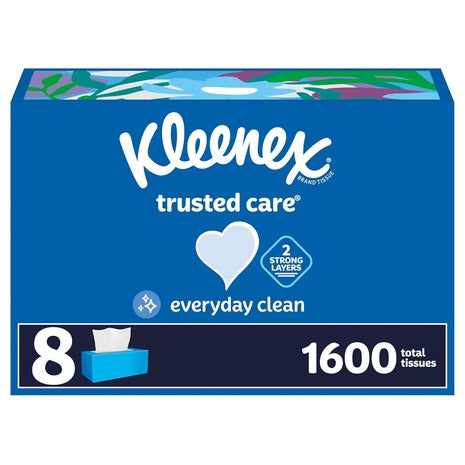 8 Boxes Kleenex Trusted Care Facial Tissues